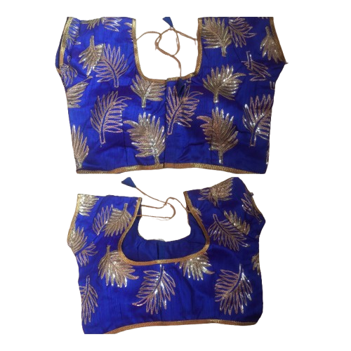 Raw Silk Royal blue Designer Blouse 42